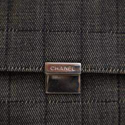 Pre Owned Chanel Grey CC Choco Bar Denim Chain Flap
