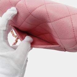 Pre Owned Chanel Pink Mini Quilted Caviar CC Messenger Flap