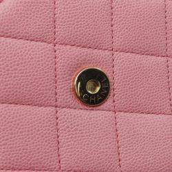 Pre Owned Chanel Pink Mini Quilted Caviar CC Messenger Flap
