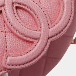 Pre Owned Chanel Pink Mini Quilted Caviar CC Messenger Flap