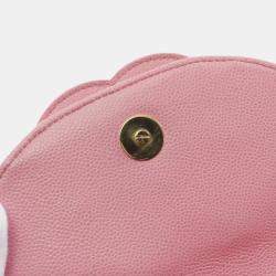 Pre Owned Chanel Pink Mini Quilted Caviar CC Messenger Flap