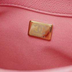 Pre Owned Chanel Pink Mini Quilted Caviar CC Messenger Flap