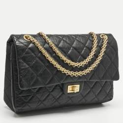Pre Owned Chanel Black Quilted Aged Leather Classic 226 Reissue 2.55 Flap Bag