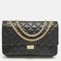 Pre Owned Chanel Black Quilted Aged Leather Classic 226 Reissue 2.55 Flap Bag