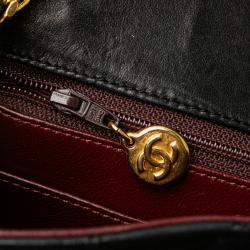 Pre Owned Chanel Black Quilted Lambskin Half Moon Single Flap