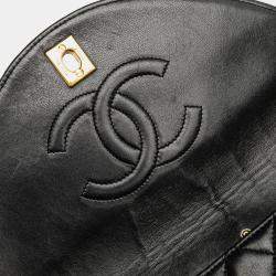 Pre Owned Chanel Black Quilted Lambskin Half Moon Single Flap