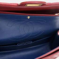 Pre Owned Chanel Red Reissue 2.55 Chevron Aged Calfskin Double Flap 225