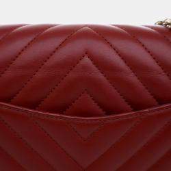 Pre Owned Chanel Red Reissue 2.55 Chevron Aged Calfskin Double Flap 225