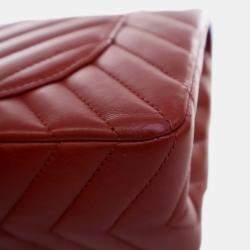 Pre Owned Chanel Red Reissue 2.55 Chevron Aged Calfskin Double Flap 225