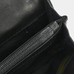 Pre Owned Chanel Black Lambskin Choco Bar Wallet
