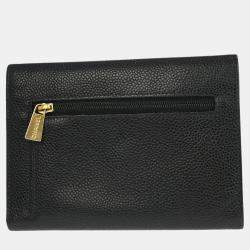 Pre Owned Chanel Black Calfskin Trifold Wallet