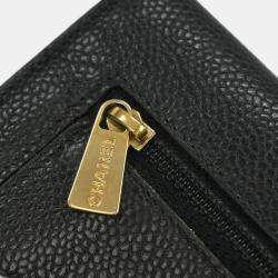 Pre Owned Chanel Black Calfskin Trifold Wallet