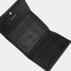 Pre Owned Chanel Black Calfskin Trifold Wallet