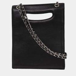 Pre Owned Chanel Black Lambskin Delivery Cutout 2way Handbag