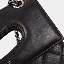 Pre Owned Chanel Black Lambskin Delivery Cutout 2way Handbag