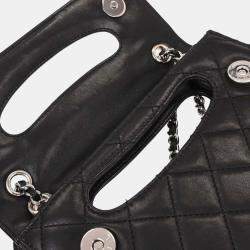 Pre Owned Chanel Black Lambskin Delivery Cutout 2way Handbag