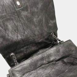 Pre Owned Chanel Gray Calfskin Pondichery Flap 2way Handbag