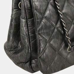 Pre Owned Chanel Gray Calfskin Pondichery Flap 2way Handbag
