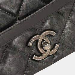 Pre Owned Chanel Gray Calfskin Pondichery Flap 2way Handbag