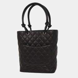 Pre Owned Chanel Black Calfskin Cambon Ligne Tote Handbag