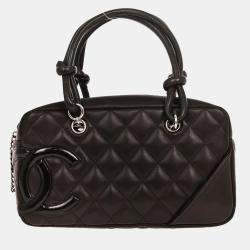Pre Owned Chanel Brown Calfskin Cambon Ligne Bowling Bag
