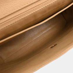 Pre Owned Chanel Beige Calfskin Top Handle Handbag