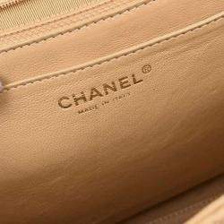 Pre Owned Chanel Beige Calfskin Top Handle Handbag