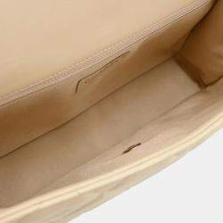 Pre Owned Chanel Beige Lambskin Jumbo Chain All Over Flap Shoulder Bag