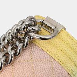 Pre Owned Boy Chanel Pastel Color Calfskin Medium Shoulder Bag