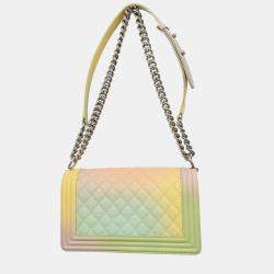 Pre Owned Boy Chanel Pastel Color Calfskin Medium Shoulder Bag