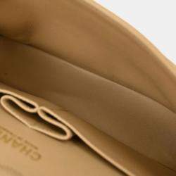 Pre Owned Chanel Beige Calfskin Small Classic Double Flap Shoulder Bag