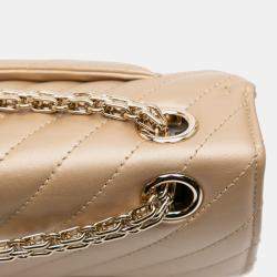 Pre Owned Chanel Gold Reissue 2.55 Chevron Quilted Metallic Calfskin Single Flap 224