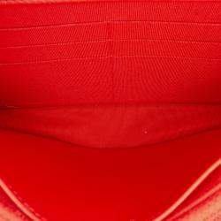 Pre Owned Chanel Red CC Quilted Lambskin Wallet on Chain