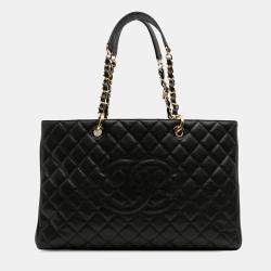 Pre Owned Chanel Black Caviar Grand Shopping Tote XL