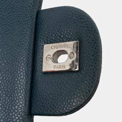 Pre Owned Chanel Blue Jumbo Classic Iridescent Caviar Double Flap