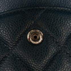 Pre Owned Chanel Blue Jumbo Classic Iridescent Caviar Double Flap