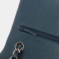Pre Owned Chanel Blue Jumbo Classic Iridescent Caviar Double Flap