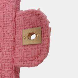 Pre Owned Chanel Pink CC Quilted Shearling and Tweed Single Flap