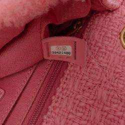 Pre Owned Chanel Pink CC Quilted Shearling and Tweed Single Flap