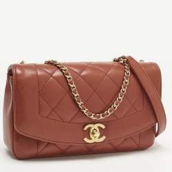 Pre Owned Chanel Brick Brown Quilted Leather Diana Flap Bag