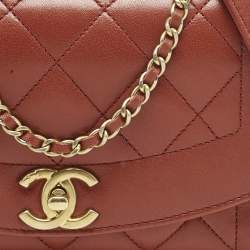Pre Owned Chanel Brick Brown Quilted Leather Diana Flap Bag