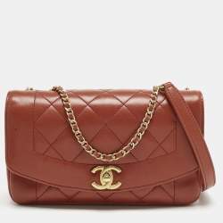 Pre Owned Chanel Brick Brown Quilted Leather Diana Flap Bag