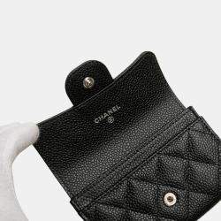 Pre Owned Chanel CC Quilted Caviar Flap Card Holder Wallet
