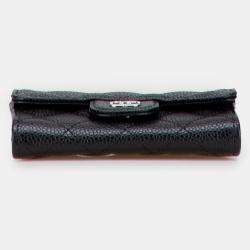 Pre Owned Chanel CC Quilted Caviar Flap Card Holder Wallet