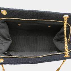 Pre Owned Chanel Blue Quilted Terry Cloth Frame Bag