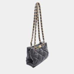 Pre Owned Chanel Black CC Quilted Lambskin Chain Shopping Bag