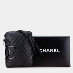 Pre Owned Chanel Black Lambskin Cambon Ligne Crossbody