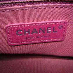 Pre Owned Chanel Gabriel De Chanel Small Leather Shoulder Bag Black Navy