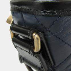 Pre Owned Chanel Gabriel De Chanel Small Leather Shoulder Bag Black Navy
