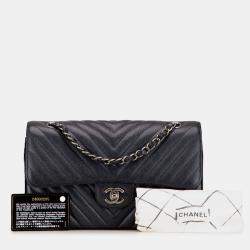Pre Owned Chanel Medium Classic Chevron Caviar Double Flap